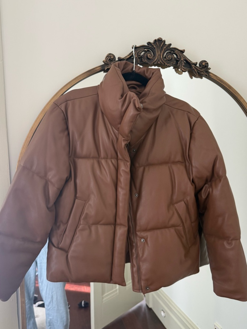 Levi's Cognac Brown Leather Puffer Jacket